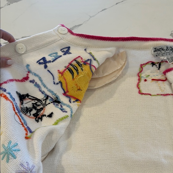 Vintage White Short Sleeve Cardigan Sweater Colorful Insects π π π¦ π π·οΈ π» - Picture 6 of 16